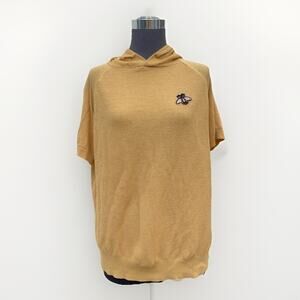 Fm2050 Hoodie Women's M/L (estimate) Yellow Linen Blend Knit Short Sleeve Bee